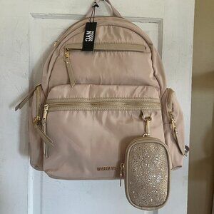 Beige Khaki NYC Backpack with Lots of Pockets and Removable Pouch